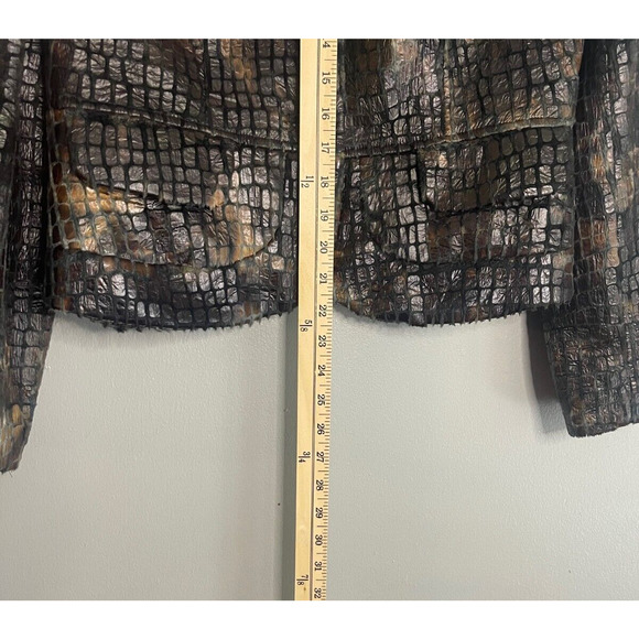 Vintage Faux Fur Scaled Blazer with Pockets Size 8 Alligator Snake Print - Picture 3 of 9